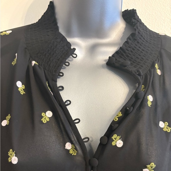 CAbi Black Floral Blouse, size L - Picture 2 of 5